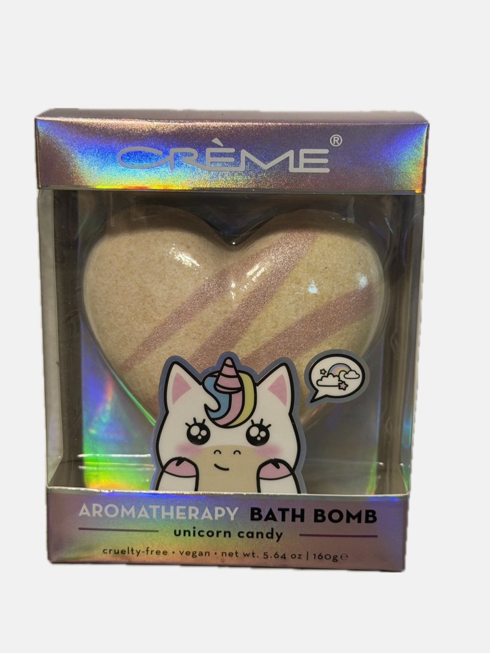 Crème Unicorn Candy Heart Aromatherapy Bath Bomb - Pink & Cream